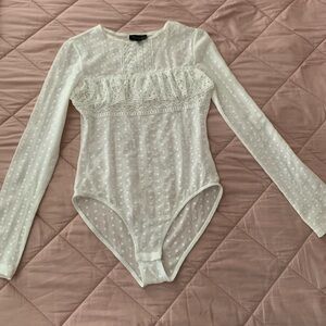 Top Shop Small Sheer White Body Suit Size 2